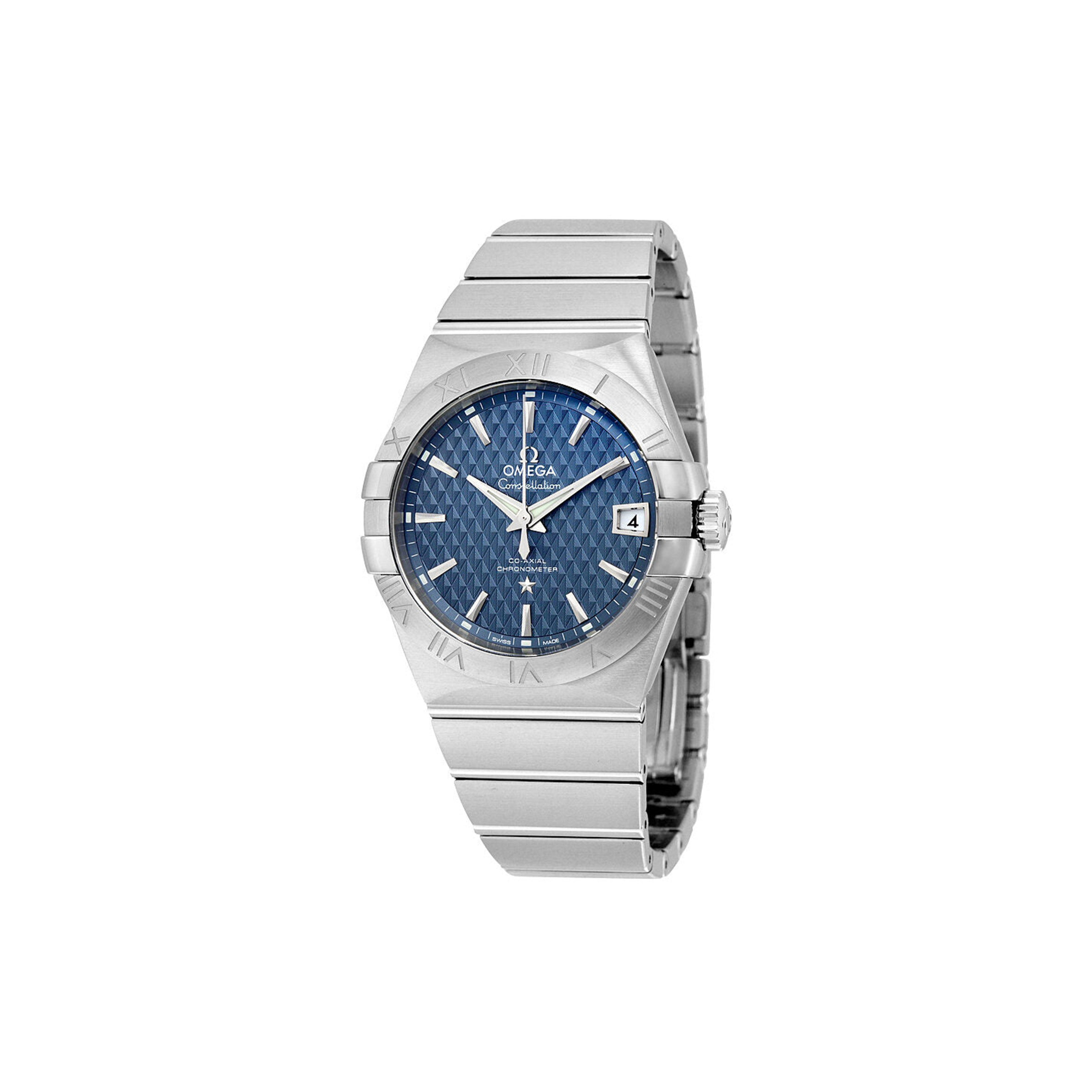 Om**a constellation automatic blue dial watch 123.10.38.21.03.001